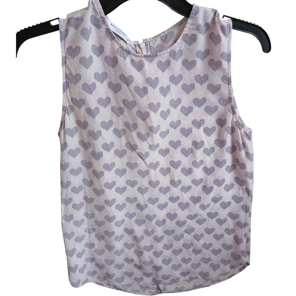Equipment Femme Pink Hearts Sleeveless Silk Blouse Shirt Top Size‎ S
